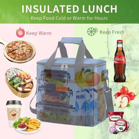 Large Cooler Bag Collapsible 24 Can Insulated Bags Leakproof Lunch Cooler Tote - Picture 4 of 5